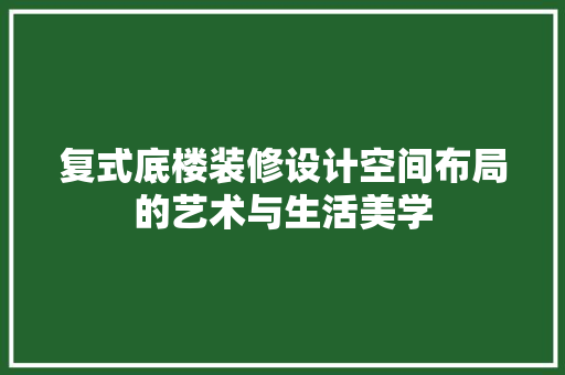 复式底楼装修设计空间布局的艺术与生活美学