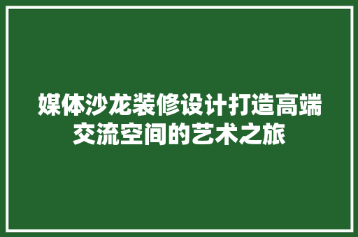 媒体沙龙装修设计打造高端交流空间的艺术之旅