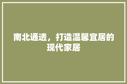 南北通透，打造温馨宜居的现代家居