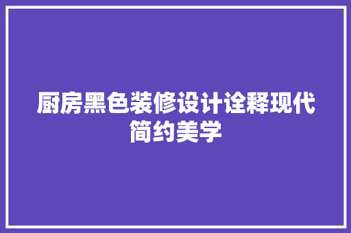厨房黑色装修设计诠释现代简约美学
