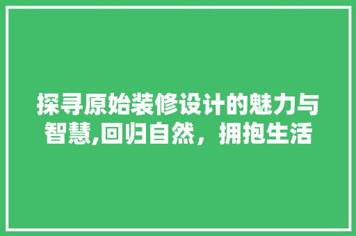 探寻原始装修设计的魅力与智慧,回归自然，拥抱生活