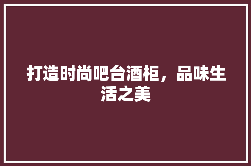 打造时尚吧台酒柜，品味生活之美