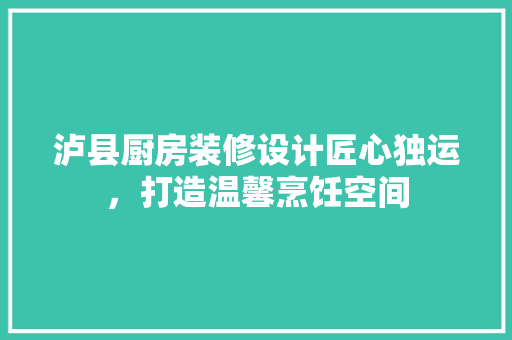 泸县厨房装修设计匠心独运，打造温馨烹饪空间