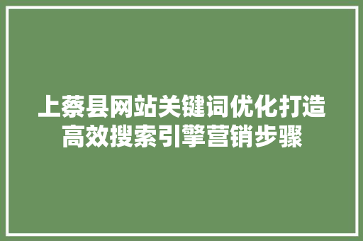 上蔡县网站关键词优化打造高效搜索引擎营销步骤