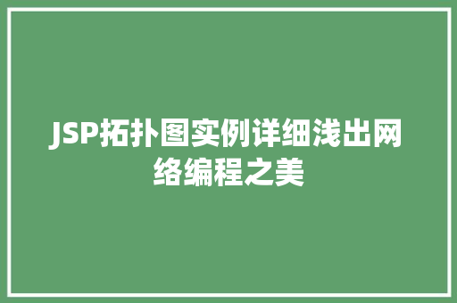 JSP拓扑图实例详细浅出网络编程之美