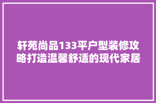 轩苑尚品133平户型装修攻略打造温馨舒适的现代家居