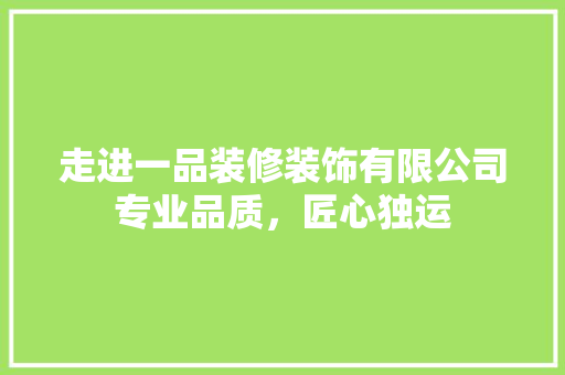走进一品装修装饰有限公司专业品质，匠心独运