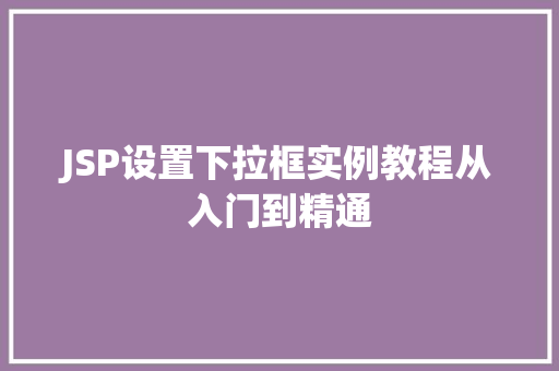 JSP设置下拉框实例教程从入门到精通
